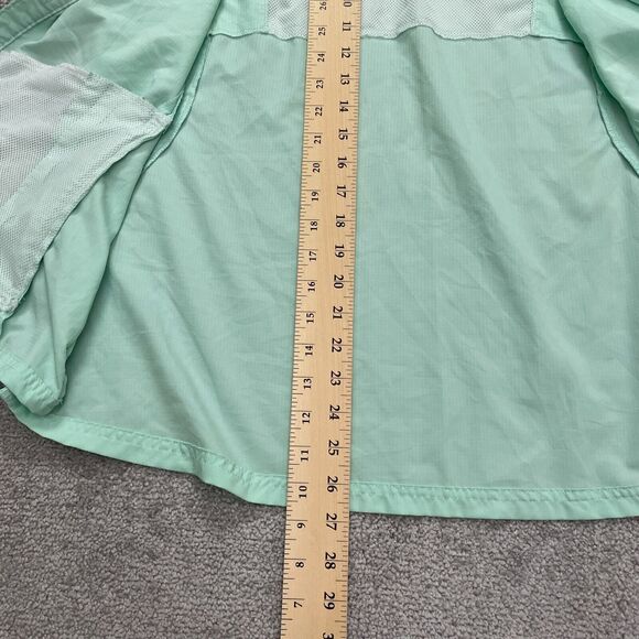 Columbia PFG Tamiami Active Shirt Womens Xl Green Short Sleeve Zip Pocket Casual - Picture 11 of 13